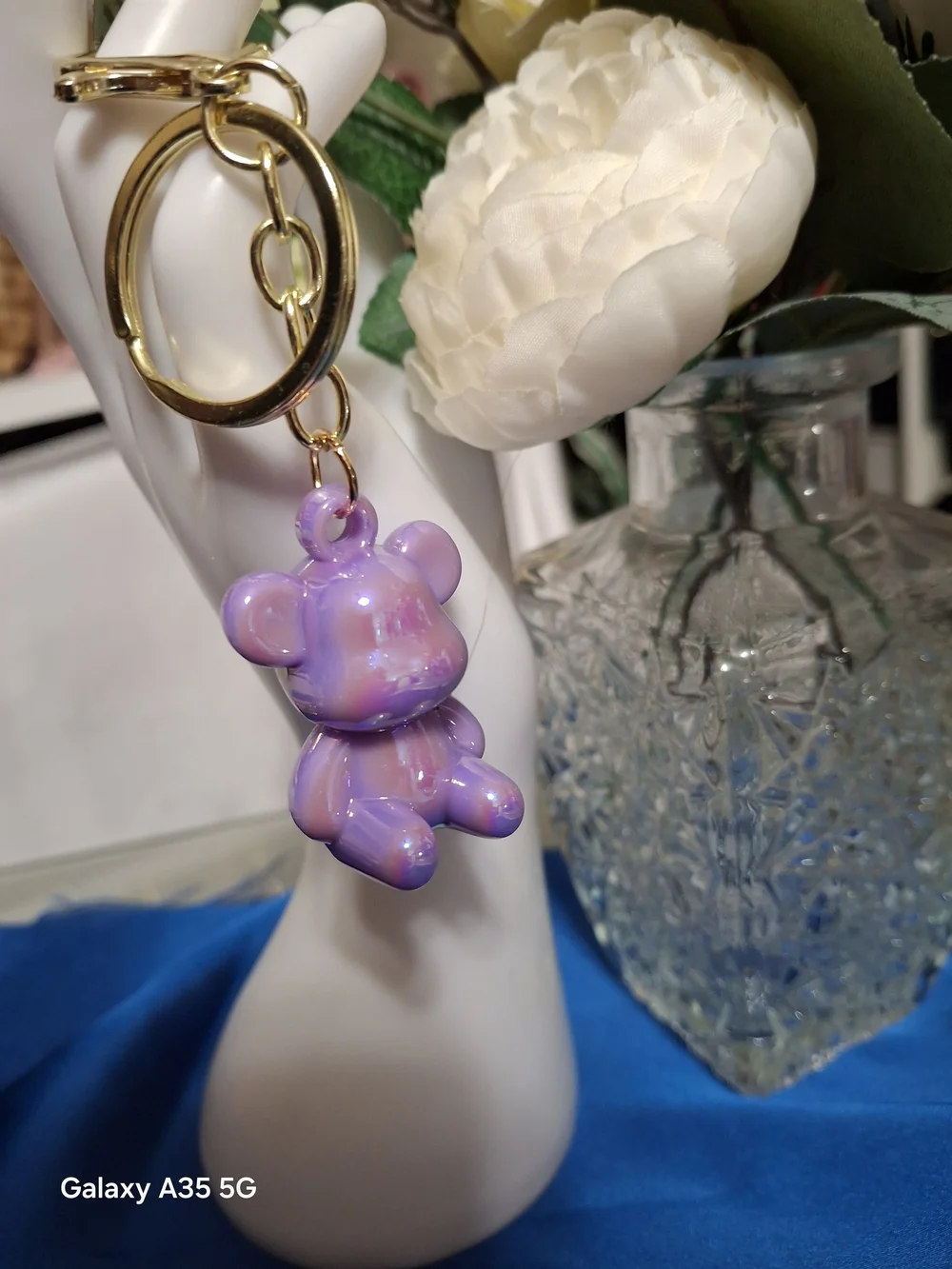 Purple Irridescent Bear Keychain - Cute Bag Charm Accessory